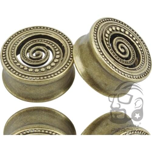 2Pcs High Quality Brass Spiral Ear Guage Tunnel Plug Double Flares Brass Ear Expander Stretcher Body Piercing Jewelry ear ring