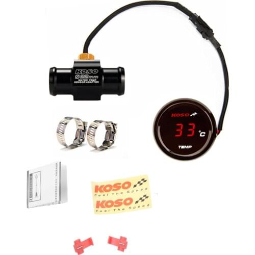 2 IN 1 Motorcycle Water Temperature Gauge 0~120 Degree Digital Display Koso Thermometer Instruments with Sensor & Adapter