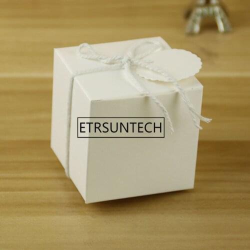 2000pcs Retro Kraft Paper Folding Small Square Chocolate Candy Gift Boxes for Wedding Party With Rope 5*5*5cm