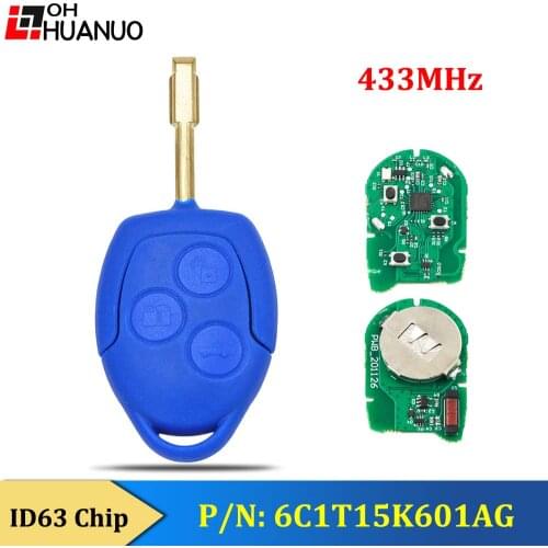 3 Button Remote Key Fob 433MHz 4D63 Chip for Ford Transit WM VM 2006-2014 P/N: 6C1T15K601AG FO21 Blade