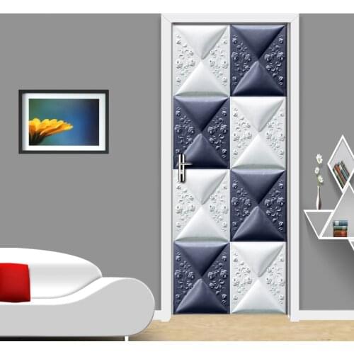 3D Geometric Creative Door Stickers Mural Home Decoration Modern Living Room Bedroom Door Sticker PVC Waterproof 3D Wallpaper