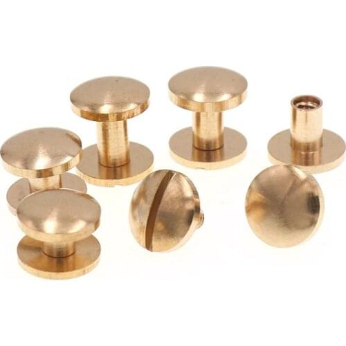 4-20MM 10Pcs Solid Brass plane Button Stud Screw Nail Rivet Screw Back Leather Belt for Sewing Handmade DIY Accessories Material