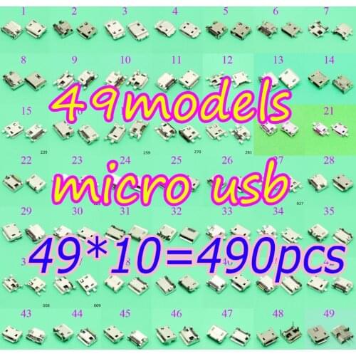 49Models 490X Micro USB jack 5Pin,7 pin Micro USB Connector Micro USB Jack Charging port socket for Samsung PAD/ tablet /mobile