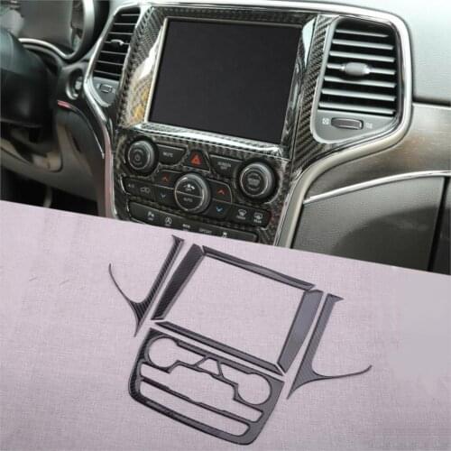 7pcs/Sset Carbon Fiber Car Black Central Control Navigation GPS Trim Fit for Jeep Grand Cherokee 2014 2015 2016 2017 2018