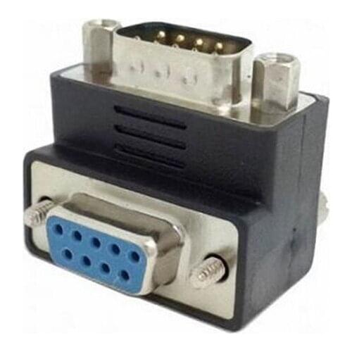 90 Degree Up Angled RS232 9Pin Male nut to Female screw Extension Adapter