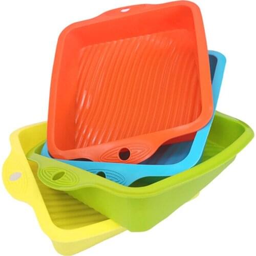 Nonstick Square Loaf Pan Homemade Bread Cake Toast Silicone Mold with Wave Pattern Bottom RE