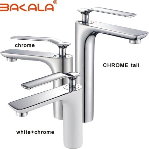 BAKALA White/Chrome bathroom sink faucet cold and hot bathroom faucet chrome water mixer white water tap brass basin faucet mixe