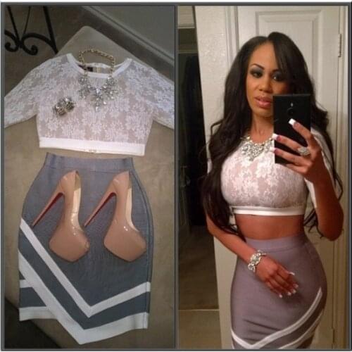 White latest dresses fast shipping&fashion design bandage dresses, two piece latest dressess dropship