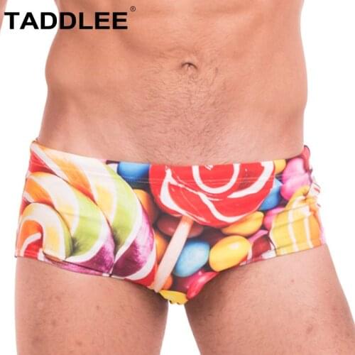 Taddlee Brand Mens Swimwear Sexy Low Waist Swim Boxer Brief Surf Board Shorts Trunks Gay Men Swimsuits Traditional 3D Printed