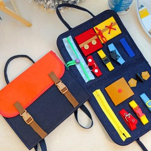 Baby Educational Toys Kids Montessori Toddler Busy Sensory Board Toy Early Learning Zip Button Lace Up Basic Skills 1-6 Years