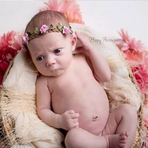 Newborn Girl Flower Headband Photography Props Little Infant Baby Birthday Picture Photo Shoot Headwear Props bebe fotografia