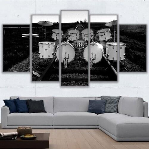 HD Printed Poster Canvas Paintings Modular Cuadros Unframed Pictures Wall 5 Panel Music Instrument Drum For Living Room