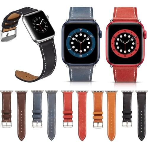 Leather band for apple watch series 6 SE 44mm 40mm leather straps for iWatch 5 4 3 2 1 Classic buckle Watchband Accessories