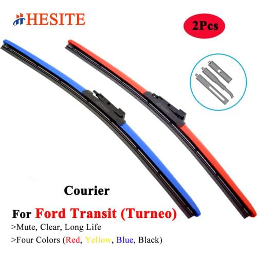 2Pcs Colorful Frameless Hybrid Wipers For Ford Transit Courier 2014-2020 Windshield Wiper Blade 28"&16" Red Fit H4 Pinch Tab Arm