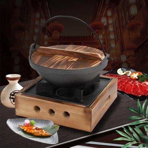Creative Japanese Style One Person Cooking Oven Home Wooden Frame Alcohol Stove Gift Mini Barbecue Oven Grill Korean Bbq