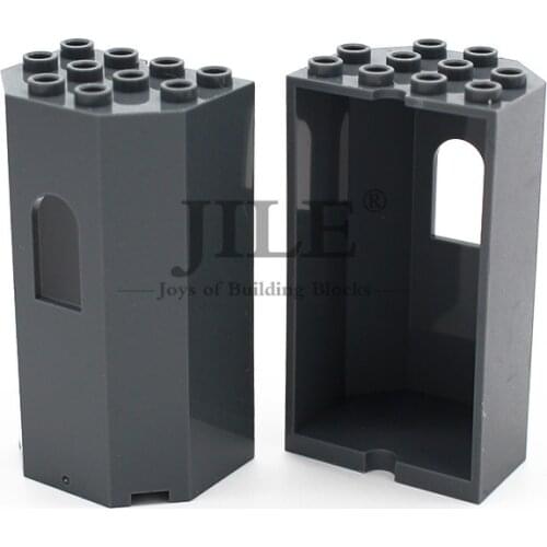 Moc Panel 3x4x6 Turret Fort Wall with Window City View Military Castle 30246 Building Block Brick Compatible Assembles Particles