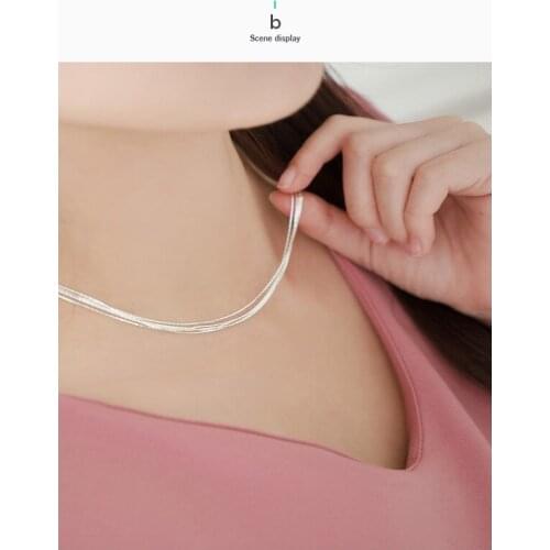 Multi-layer fine personality necklace s925 sterling silver jewelry with Korean fashion simple jewelry for women birthday gifts