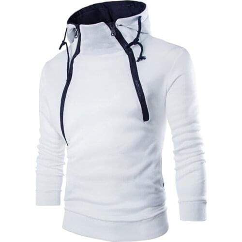 Mens Hoodie Sweatshirt Hiphop Solid Double Zip Cardigan Printed Men Patchwork Hoodie Long Sleeve Hooded Pullover Sweatshirt Men