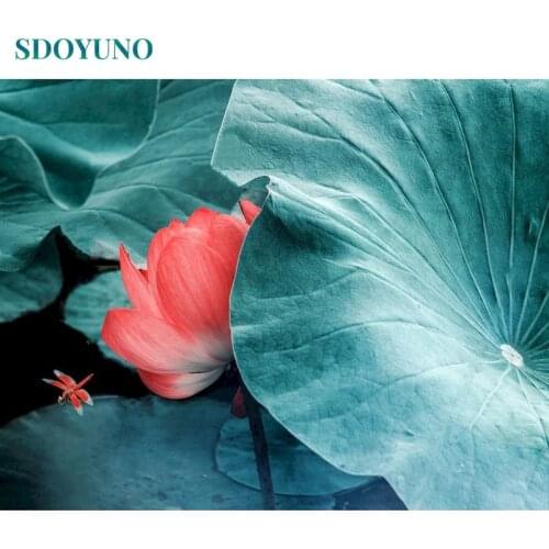 SDOYUNO 60x75cm Paint By Numbers Kits Lotus Dragonfly DIY Painting By Numbers On Canvas Animals Frameless Handpaint Digital Pict