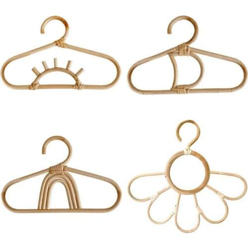 Rattan Wall Hooks Sun/Moon/Sunflower/Rainbow Kids Garments Organizer Rack Cloth Hat Hanging Hook Set of 4