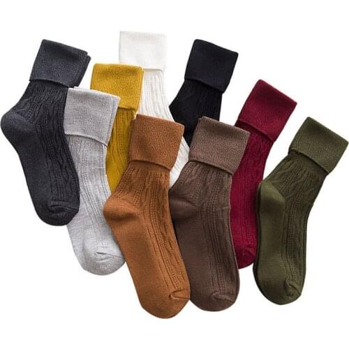 5 Pairs Women Socks Comfortable Fresh Breathable Tea Yan New Japanese Solid Color Pile Socks Wind Vintage Loose Tube Women Socks