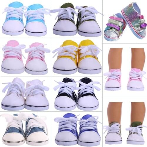7Cm Doll Shoes Canvas Sequins Shoes For 43Cm Baby New Born Reborn Doll&18 Inch American Our Generation Girl`s Toy 1/3 Blythe DIY