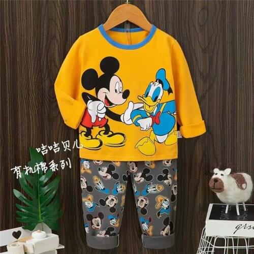 Disney Baby Girls Nightwear Boys Mickey Home Sleep Clothes Kids Red Car Pajama Sets Children Full Sleeves Clothes Spring/Autumn