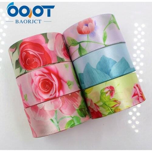 OOOT BAORJCT 1711141,Flower satin ribbons,25mm ,10 yards The tape for Sewing ,Wedding Accessories DIY handmade material