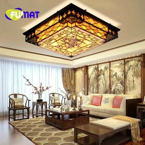 FUMAT Ceiling Lights Rectangular Chinese Retro plum LED Lights Ceiling Lamp for Living room Bedroom Dining room Indoor Lighting