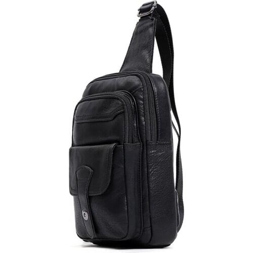 Luxury Brand Messenger Bag Leather Men Chest Bag Vintage Crossbody Shoulder Bag Man Business Sling Bag Male Casual Chest Pack