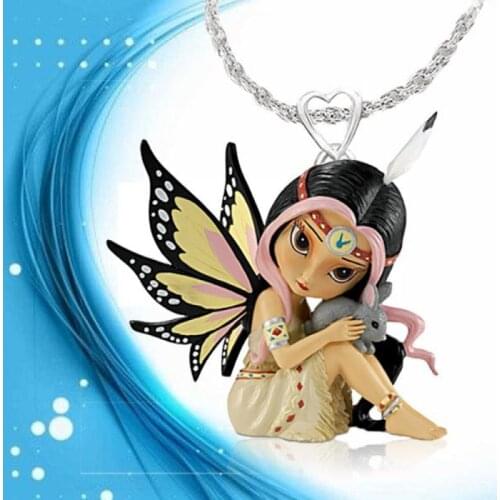 Luxury Princess Wing Pendant Angel Necklace Cute Fairy Jewelry for Women Trending Aesthetic Accessories Indie Halloween Jewelry