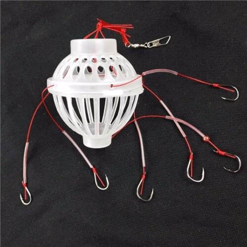 Fishing Tackle Sea Box Hook Monsters with Six Strong Carbon Steel + Plastics Carp Spherical Explosion Hooks Tool
