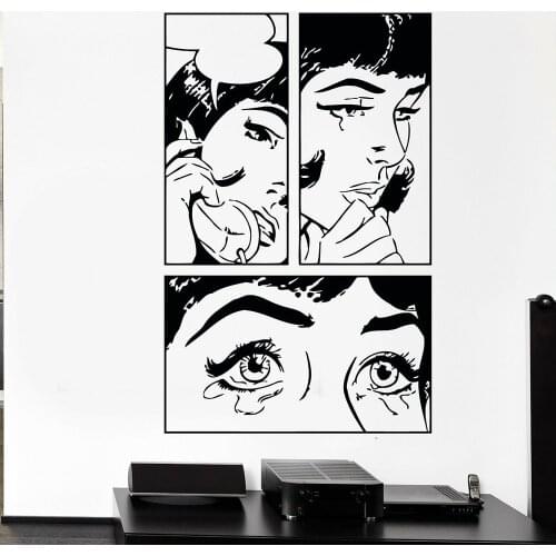 Sexy Girl Wall Sticker Beauty Salon Art Decor Woman Teen Crying Cool Pattern Vinyl Wall Decals Home Decoration Living Room Z062