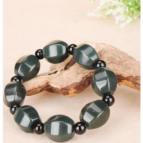 Certified Type A xinjiang hetian dark green jade Bracelet free shiping for men and womens