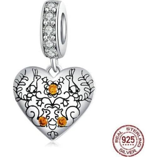 New 925 Sterling Silver Vine & Pine Cone CZ Oxidized platinum Original Charm for Brand Jewelry Make for women Girl Dropshipping