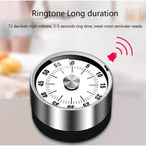 Stainless Steel Visual Timer Mechanical Kitchen Timer 60-Minutes Alarm Cooking Timer with Loud Alarm Magnetic Clock Timer