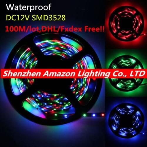 100m waterproof IP65 300 leds/m 12V 3528 SMD LED Strip White/Warm white/Red/Green/Blue/Yellow 300LED 5m/roll