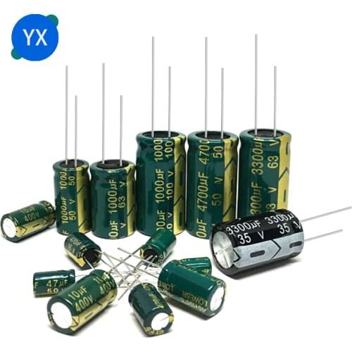Green gold high frequency low resistance aluminum capacitor 10V 16V 25V 35V 50V 63V 100V 400V 450V 220 330 1000 2200 3300 4700UF