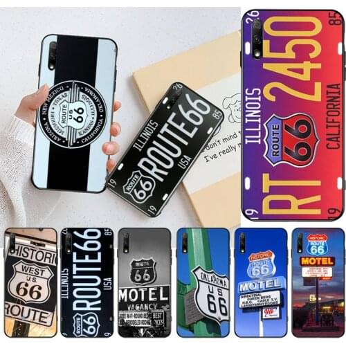 YJZFDYRM American route 66 Soft black Phone Case for Huawei Honor 30 20 10 9 8 8x 8c v30 Lite view pro