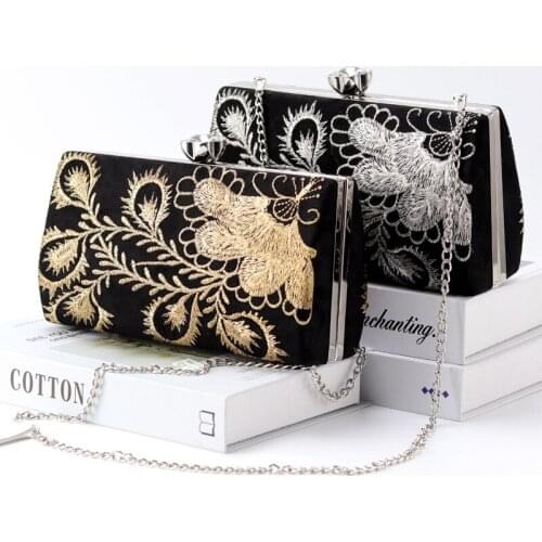 Luxy Moon Retro Embroidery Evening Clutch Bag For Women Luxury Mini Handbag Party Purse Female Shoulder Bag ZD1843