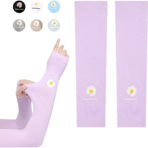 Women Sports Sun Protection Sleeves 1Pair Anti-UV Cool Ice Silk Cycling Running Hiking Travel High Elasticity Ice Sleeve