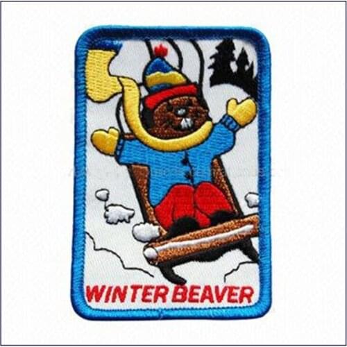WINTER BEAVER Embroidery Patche Label Maker Clothing Tags Twill Used for Garments Merrow Border and PVC Backing Custom MOQ50pcs