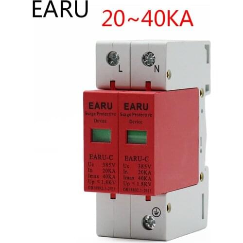 1pc AC SPD 2P 1P+N 20KA~40K AC385V House Lightning Surge Protector Protection Protective Low-voltage Arrester Device OEM Service