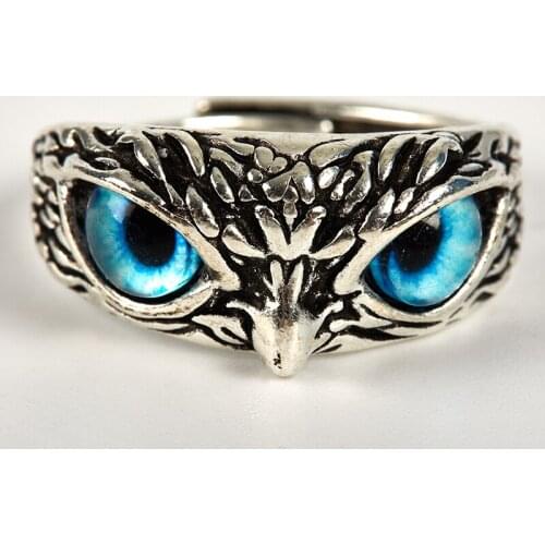 1PCS Silver Color Vintage Men And Women Owl Ring Jewelry Gifts Engagement Rings