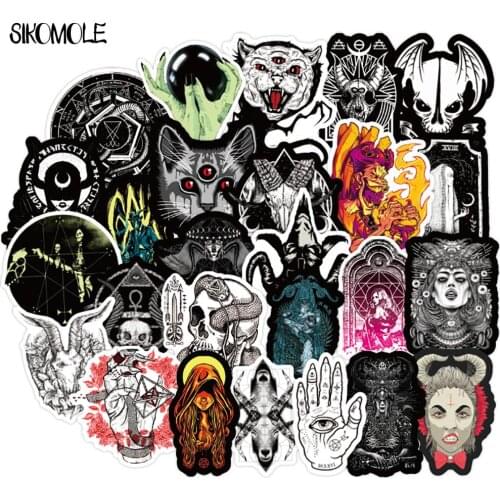 50PCS Gothic Demon Black And White Punk Style Gothic Sticker For Laptop Skateboard Bicycle Decal Pegatinas Toy Stickers F4