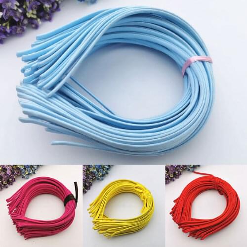 10pcs/Set Women HairBand Solid Color Blank Flat Satin Covered Headband Hair Hoop Hairwear Accessories Crafts DIY Jewelry