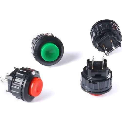 10pcs Power switch button switch press pass DS-500-501 red green lockless switch self-reset opening 14MM