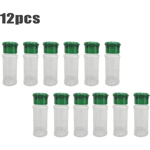 12*100ml Pepper Shakers Seasoning Jar Can Kitchen Non-toxic Plastics Bottles For Spice Salt Pepper Condiment