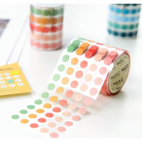 1250 Pcs/roll Circle Stickers Candy Color Dot Washi Stickers Round Stickers Dot Writing Washi Tape