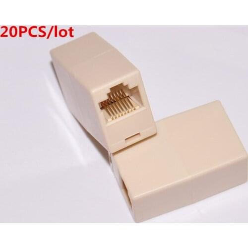 20pcs/ lot Universal RJ45 Connector RJ45 Cat5e Straight Network Cable Ethernet LAN Coupler Joiner Female To Female Connector